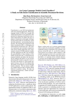 Are Large Language Models Good Classifiers? A Study on Edit Intent
  Classification in Scientific Document Revisions