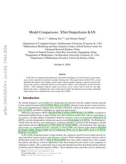 Model Comparisons: XNet Outperforms KAN