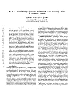 EAB-FL: Exacerbating Algorithmic Bias through Model Poisoning Attacks in
  Federated Learning