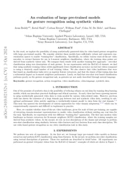 An Evaluation of Large Pre-Trained Models for Gesture Recognition using
  Synthetic Videos