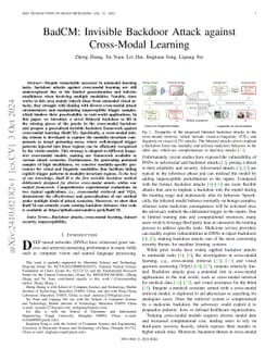 BadCM: Invisible Backdoor Attack Against Cross-Modal Learning