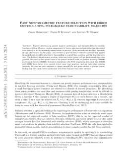 Nonparametric IPSS: Fast, flexible feature selection with false discovery control