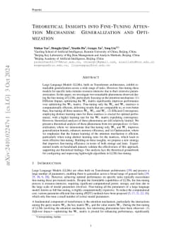 Theoretical Insights into Fine-Tuning Attention Mechanism: Generalization and Optimization