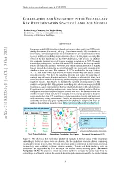 Correlation and Navigation in the Vocabulary Key Representation Space of
  Language Models