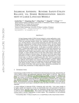 Jailbreak Antidote: Runtime Safety-Utility Balance via Sparse Representation Adjustment in Large Language Models