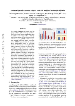 Llama SLayer 8B: Shallow Layers Hold the Key to Knowledge Injection