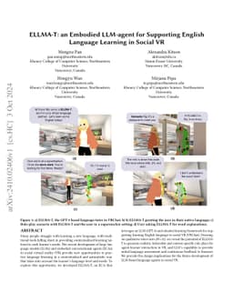 ELLMA-T: an Embodied LLM-agent for Supporting English Language Learning
  in Social VR