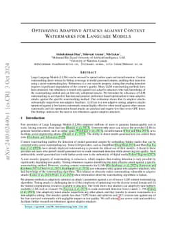 Optimizing Adaptive Attacks against Content Watermarks for Language
  Models