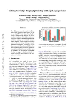 Defining Knowledge: Bridging Epistemology and Large Language Models