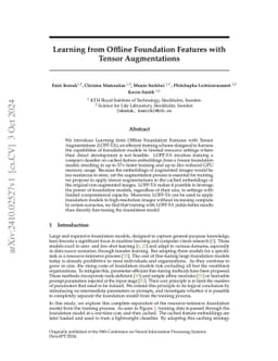 Learning from Offline Foundation Features with Tensor Augmentations
