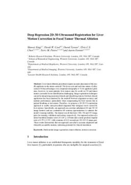Deep Regression 2D-3D Ultrasound Registration for Liver Motion
  Correction in Focal Tumor Thermal Ablation
