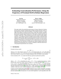 Estimating Generalization Performance Along the Trajectory of Proximal
  SGD in Robust Regression