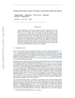 Video Instruction Tuning With Synthetic Data