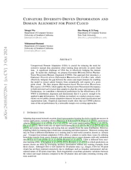 Curvature Diversity-Driven Deformation and Domain Alignment for Point
  Cloud