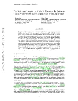 Grounding Large Language Models In Embodied Environment With Imperfect
  World Models