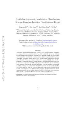 An Online Automatic Modulation Classification Scheme Based on Isolation
  Distributional Kernel
