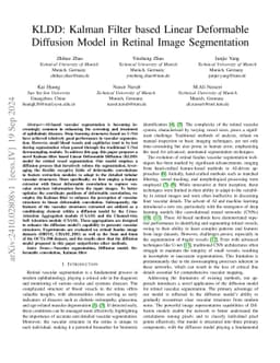 KLDD: Kalman Filter based Linear Deformable Diffusion Model in Retinal
  Image Segmentation