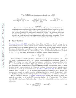 The MLE is minimax optimal for LGC