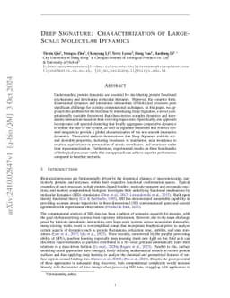 Deep Signature: Characterization of Large-Scale Molecular Dynamics