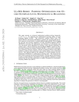 LLaMA-Berry: Pairwise Optimization for O1-like Olympiad-Level
  Mathematical Reasoning