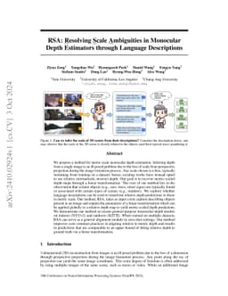 RSA: Resolving Scale Ambiguities in Monocular Depth Estimators through
  Language Descriptions