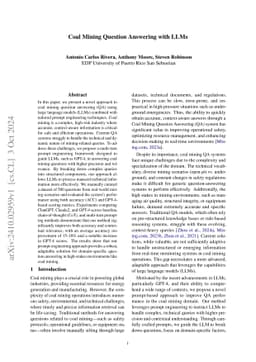 Coal Mining Question Answering with LLMs