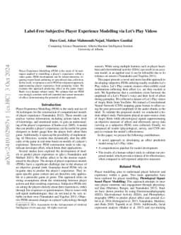 Label-Free Subjective Player Experience Modelling via Let's Play Videos