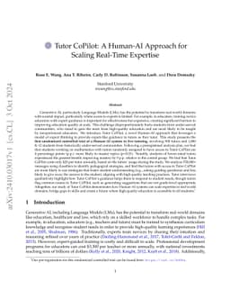 Tutor CoPilot: A Human-AI Approach for Scaling Real-Time Expertise