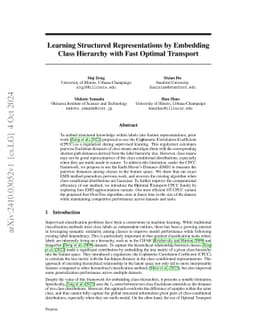 Learning Structured Representations by Embedding Class Hierarchy with Fast Optimal Transport