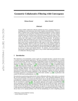 Geometric Collaborative Filtering with Convergence