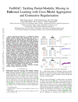 FedMAC: Tackling Partial-Modality Missing in Federated Learning with
  Cross-Modal Aggregation and Contrastive Regularization