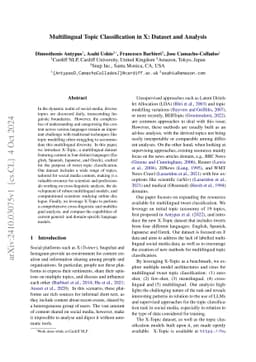Multilingual Topic Classification in X: Dataset and Analysis