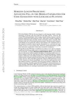 Horizon-Length Prediction: Advancing Fill-in-the-Middle Capabilities for
  Code Generation with Lookahead Planning