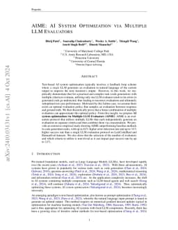 AIME: AI System Optimization via Multiple LLM Evaluators