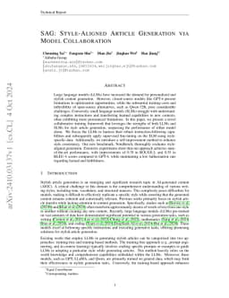 SAG: Style-Aligned Article Generation via Model Collaboration