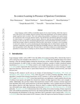 In-context Learning in Presence of Spurious Correlations
