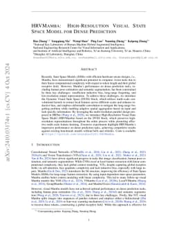 HRVMamba: High-Resolution Visual State Space Model for Dense Prediction