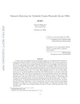 Research Directions for Verifiable Crypto-Physically Secure TEEs