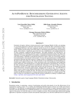 AutoPenBench: Benchmarking Generative Agents for Penetration Testing