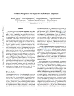 Test-time Adaptation for Regression by Subspace Alignment