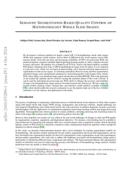 Semantic Segmentation Based Quality Control of Histopathology Whole
  Slide Images