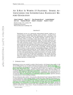 An X-Ray Is Worth 15 Features: Sparse Autoencoders for Interpretable
  Radiology Report Generation