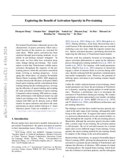 Exploring the Benefit of Activation Sparsity in Pre-training
