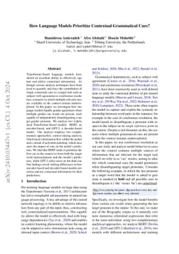 How Language Models Prioritize Contextual Grammatical Cues?