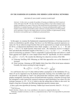 On the Hardness of Learning One Hidden Layer Neural Networks