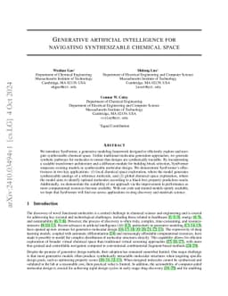 Generative Artificial Intelligence for Navigating Synthesizable Chemical
  Space