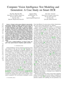 Computer Vision Intelligence Test Modeling and Generation: A Case Study
  on Smart OCR