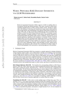 Ward: Provable RAG Dataset Inference via LLM Watermarks