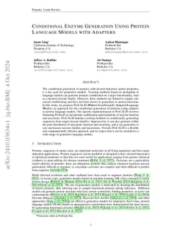 Conditional Enzyme Generation Using Protein Language Models with
  Adapters