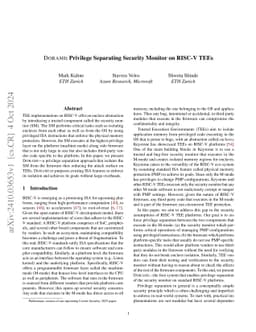 Dorami: Privilege Separating Security Monitor on RISC-V TEEs
